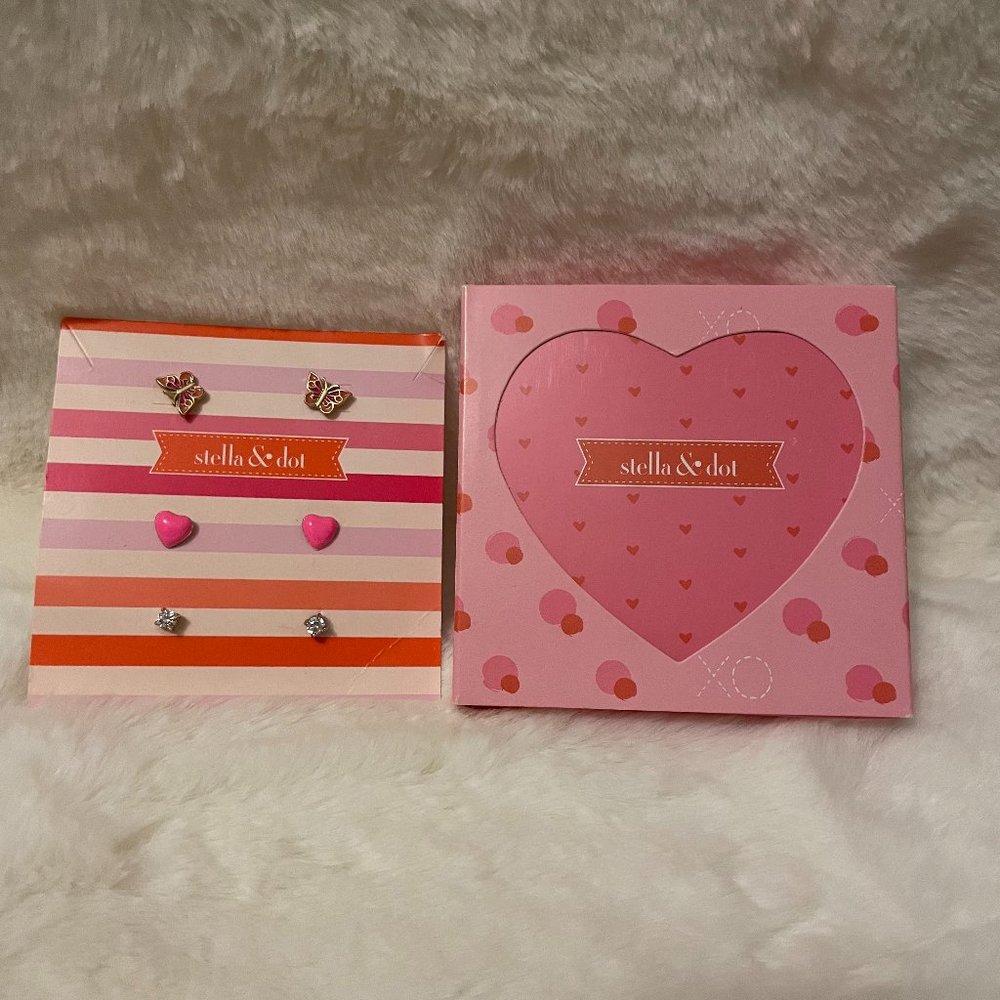 Stella & Dot Mini Mariposa Necklace & Trio Earring Set Brand New In Original Box